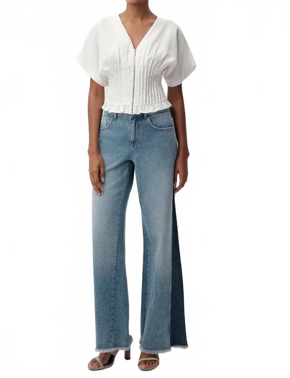 NEW EXQUISE cherelle pleated detail linen blouse in white